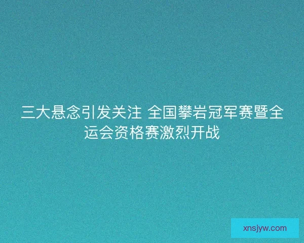 三大悬念引发关注 全国攀岩冠军赛暨全运会资格赛激烈开战